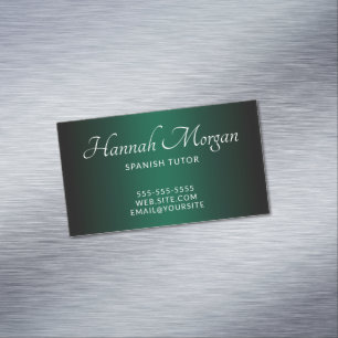 Black Hunter Green Ombre Elegant Script Magnetic Business Card