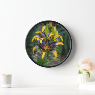 Black Hybrid Asiatic Lily, Flower Photography Clock