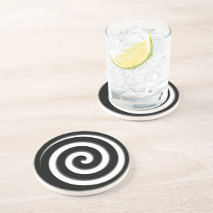 Black Hypnotic Spiral Coaster