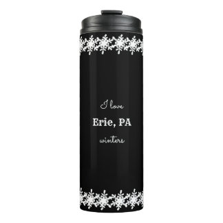 Black I Love Custom City Snowflake Pattern Thermal Tumbler