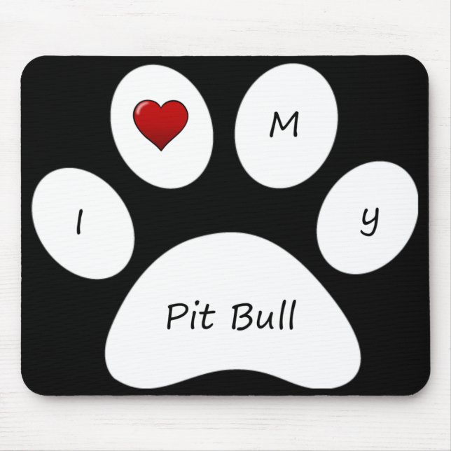 Black I Love My Pit Bull Mouse Pad (Front)
