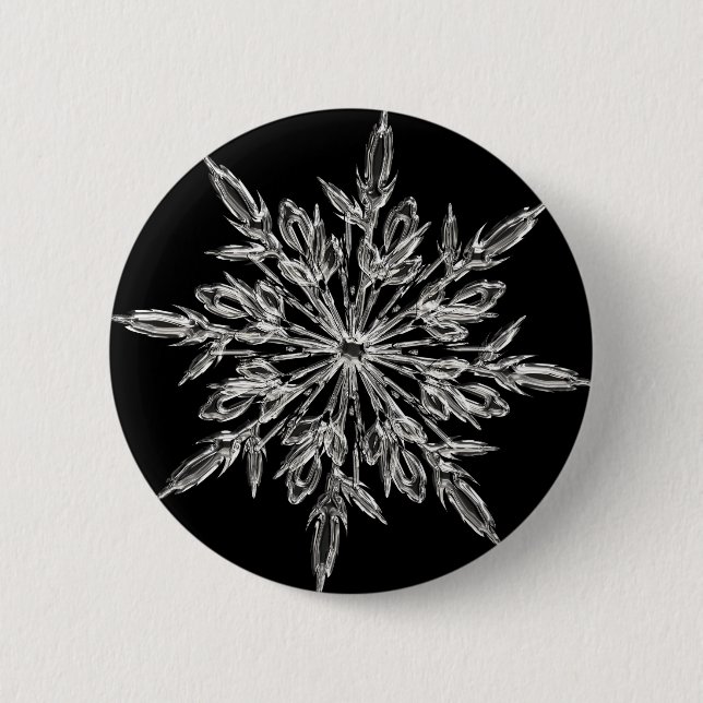 Black Ice Crystal 2 Inch Round Button (Front)
