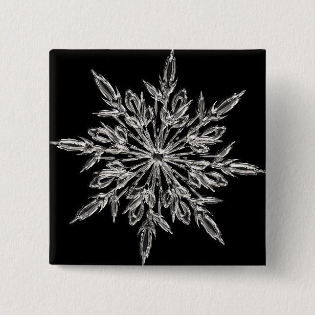 Black Ice Crystal 2 Inch Square Button (Front)