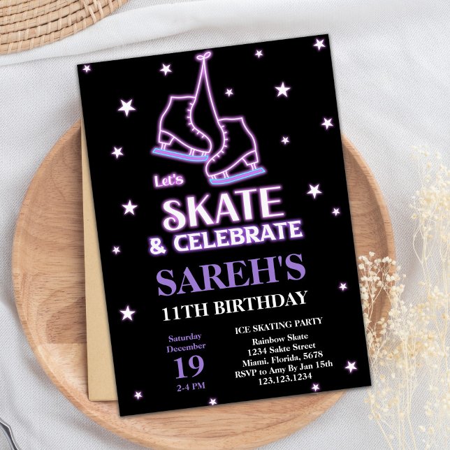 Black Ice Skating Birthday Invitations (Black Ice Skating Birthday Invitations)