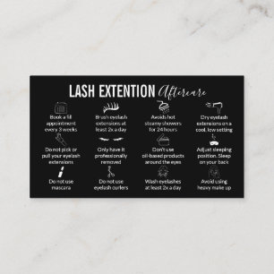 Black Icon Lash Extension Aftercare Instruction Business Card