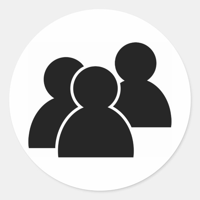 Black Icon People Classic Round Sticker (Front)