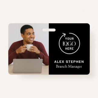 Black ID Card | Modern Minimalist Company Employee Badge