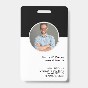 Black ID   Employee Photo ID Company Security Badge