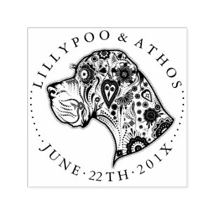 Black Illustration Great Dane Stamp