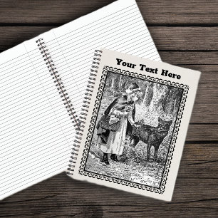 Black Illustration Red Riding Hood Basket Wolf  Notebook