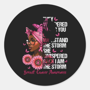 Black I'M The Storm Breast Cancer Warrior K Ribbon Classic Round Sticker