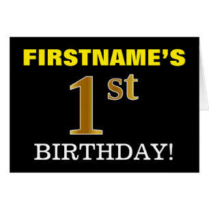 Black, Imitation Gold "1st BIRTHDAY" Card