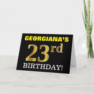 Black, Imitation Gold "23rd BIRTHDAY" Card