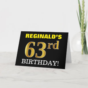 Black, Imitation Gold "63rd BIRTHDAY" Card