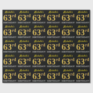 Black, Imitation Gold "63rd BIRTHDAY" Wrapping Paper
