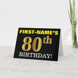 Black, Imitation Gold "80th BIRTHDAY" Card
