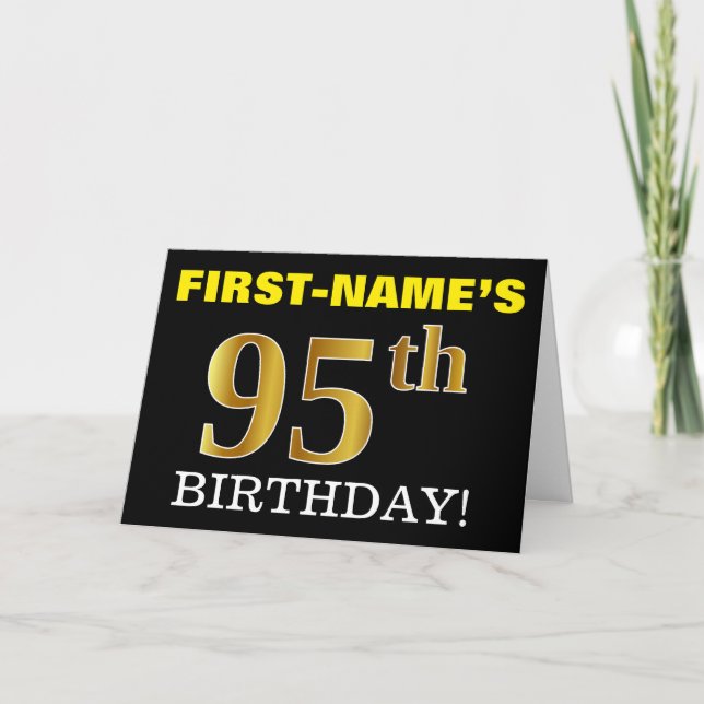 Black, Imitation Gold "95th BIRTHDAY" Card (Front)