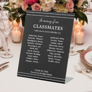 Black In Memory Of Classmates Names Class Reunion Pedestal Sign