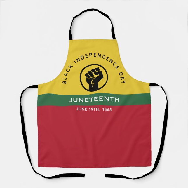 Black Independence Day Juneteenth 1865 Curved Text Apron (Front)