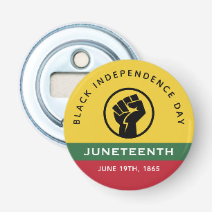 Black Independence Day Juneteenth 1865 Curved Text Bottle Opener