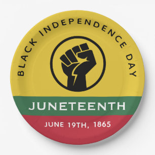 Black Independence Day Juneteenth 1865 Curved Text Paper Plate