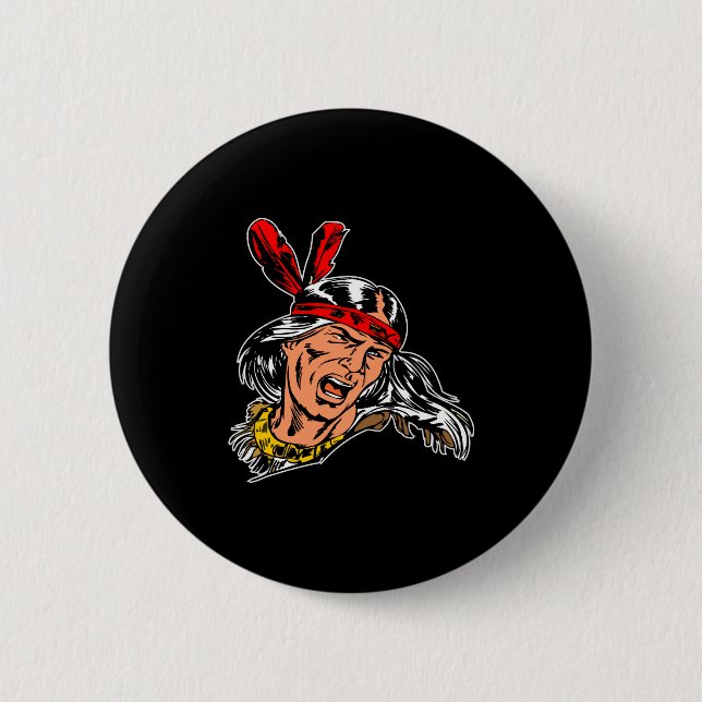 Black Indian 2 Inch Round Button (Front)