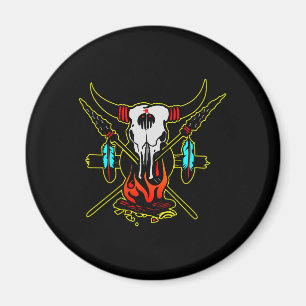 Black Indian Cow Skull Magnet