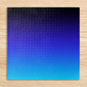 Black Indigo and Aqua Blue Ombre Jigsaw Puzzle