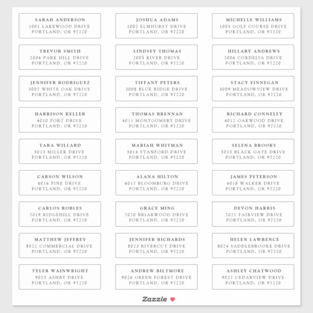 Black | Individual Guest Address Labels (Sheet)