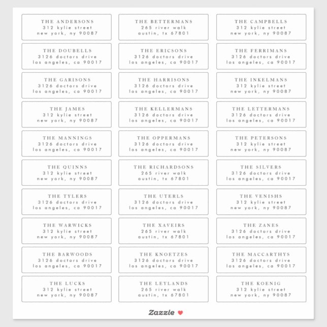 black individual wedding guest address stamp label (Sheet)