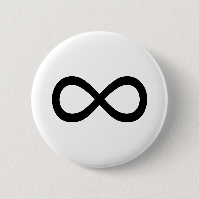 Black Infinity Symbol 2 Inch Round Button (Front)