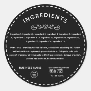 Black Ingredient Direction With Logo Product Label