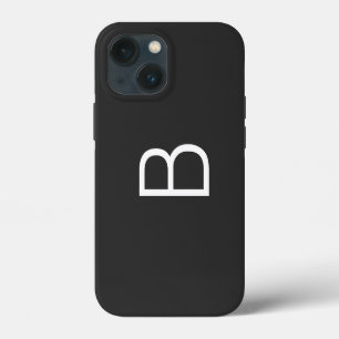 Black Initial Letter Monogram Modern iPhone 13 Mini Case