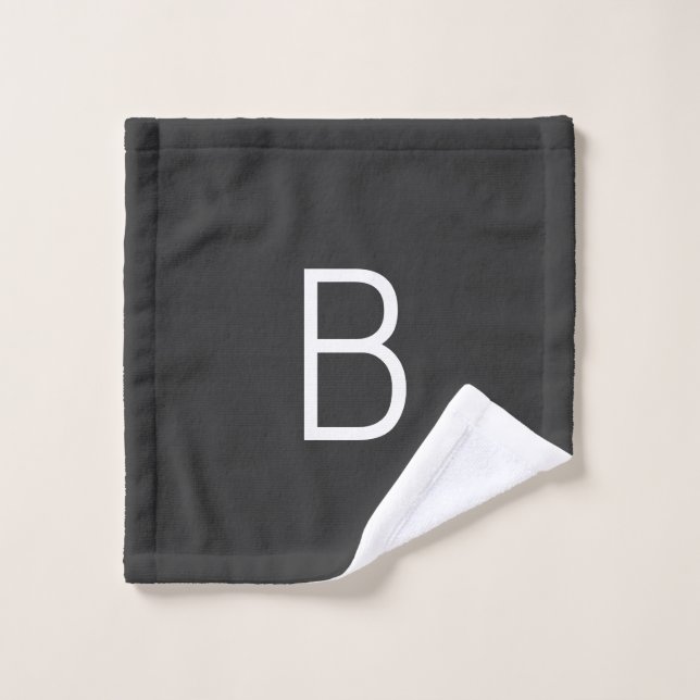 Black Initial Letter Monogram Modern Wash Cloth (Wash Cloth)