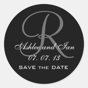 Black Initial Monogram Save the Date 2013 Sticker
