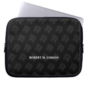 Black Initial pattern Laptop Case for Anyone