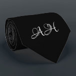 Black Initials Groomsmen Monogram Monogrammed  Tie<br><div class="desc">Elegant black monogram tie. Modern,  trendy,  groomsmen,  initials tie. Perfect for wedding,  birthday,  Father's day. Personalize it with your initial.</div>