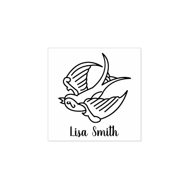 Black Ink Custom Name Signature Wood Print Tattoo Rubber Stamp (Imprint)