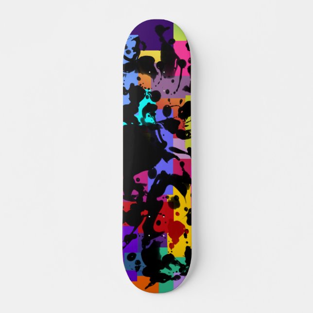 BLACK INK | geo coloured Skateboard (Front)