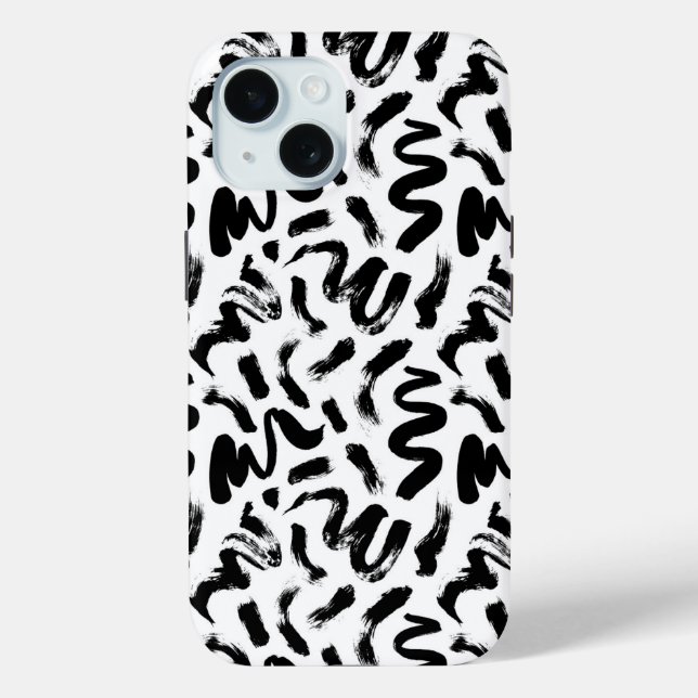 Black Ink Paint Brush Stroke Pattern Case-Mate iPhone Case (Back)