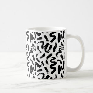 Black Ink Paint Brush Stroke Pattern Coffee Mug