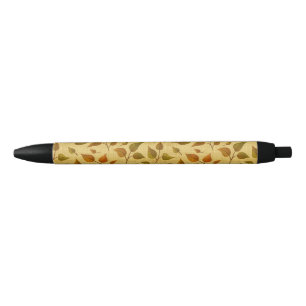 Black Ink Pen With Autumn Leaves