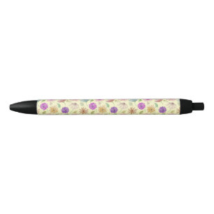 Black Ink Pen With Flowers