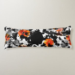 BLACK INK & POPPIES pattern + your backgr. & ideas Body Pillow