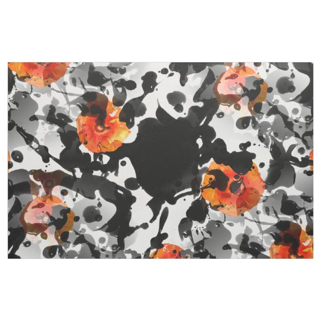 BLACK INK & POPPIES pattern + your backgr. & ideas Fabric (Yard)