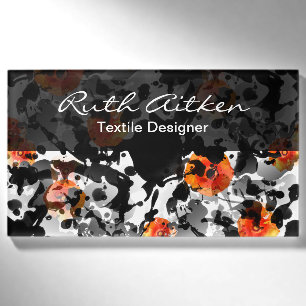 BLACK INK & POPPIES pattern + your backgr. & ideas Name Tag