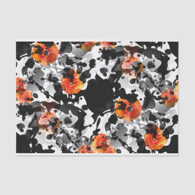 BLACK INK & POPPIES pattern + your backgr. & ideas Tissue Paper (Front)