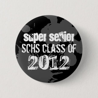 Black ink splatter school senior class of grunge 2 inch round button