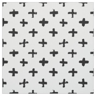 Black Ink Stoke Cross Pattern Fabric
