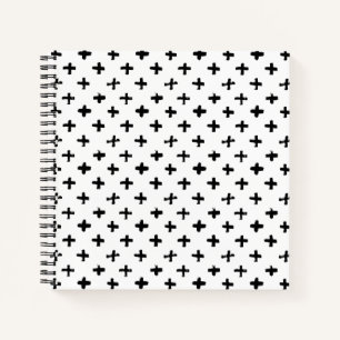 Black Ink Stoke Cross Pattern Notebook